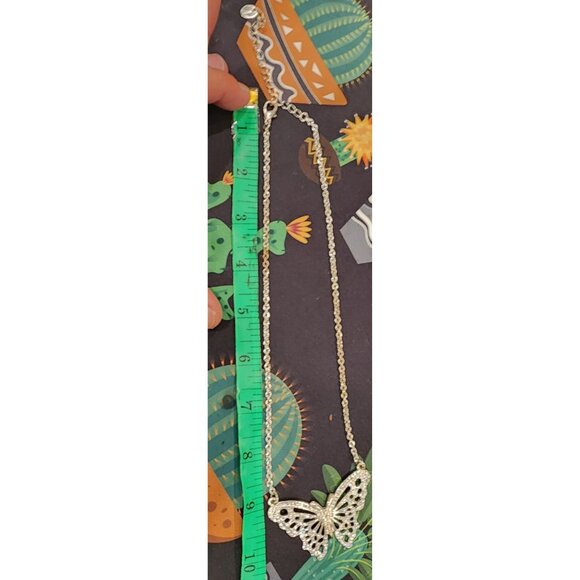 Butterfly Pendant Necklace With Rhinestones. Chain Lobster Clasp Closure. - Picture 4 of 4